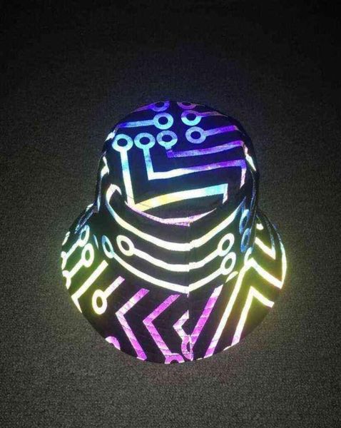 

new colorful reflective fisherman039s hat men bucket hats night reflect light women punk rock hip hop caps sun fisherman cap go9243972, Blue;gray