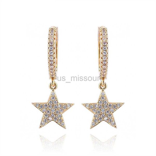 

stud sipengjel fashion shiny zircon crystal dangle hoop earrings for women punk geometric star pendant hoop earrings 2023 jewelry j230529, Golden;silver