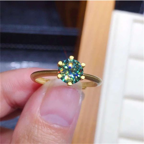 

24k gold solitaire 1ct lab moissanite ring engagement wedding band rings for women bridal party jewelry gift, Slivery;golden