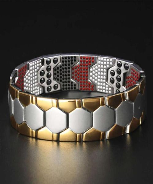 

pure titanium magnetic therapy bracelet men energy germanium magnet bio health magnetic bracelet68460571340161, Golden;silver