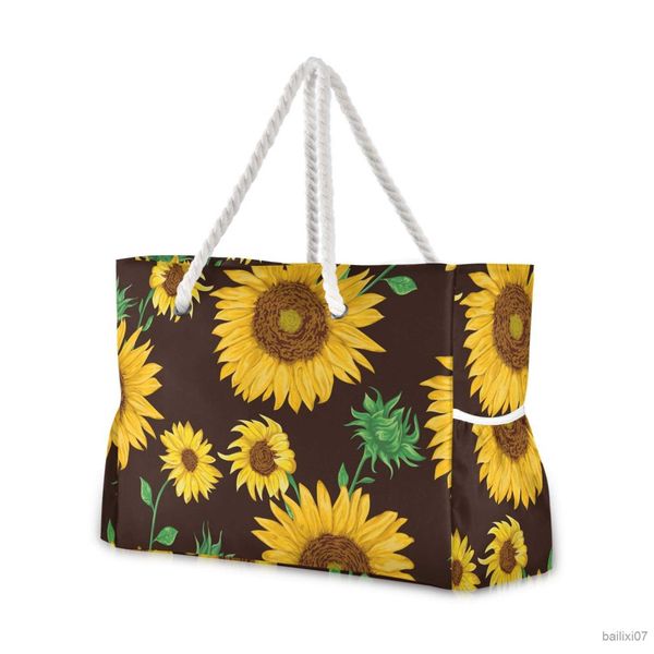 

other bags spring season new sunflower print women handbag beach totes bag shoulder bag lady shopping bags large capacity casual tote, Black;red