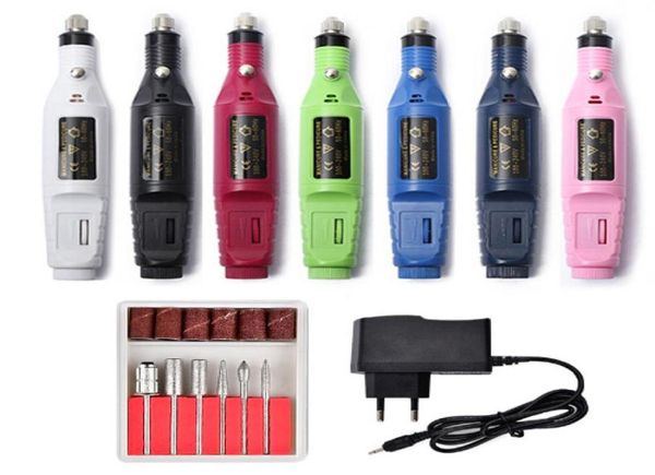 

1 set professional electric nail kit nail tips manicure machine electric nail art pen pedicure 6 bits nails tools mill kit new2280782