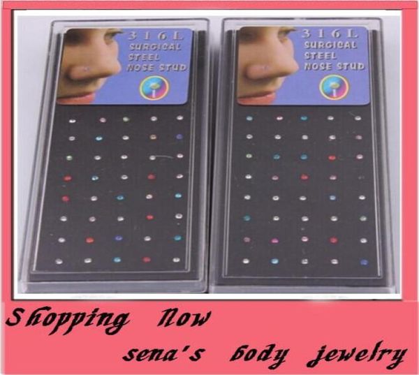

whole mixed nose studs body jewelry piercing nose rings 3 b0x 120pcs8922062, Silver
