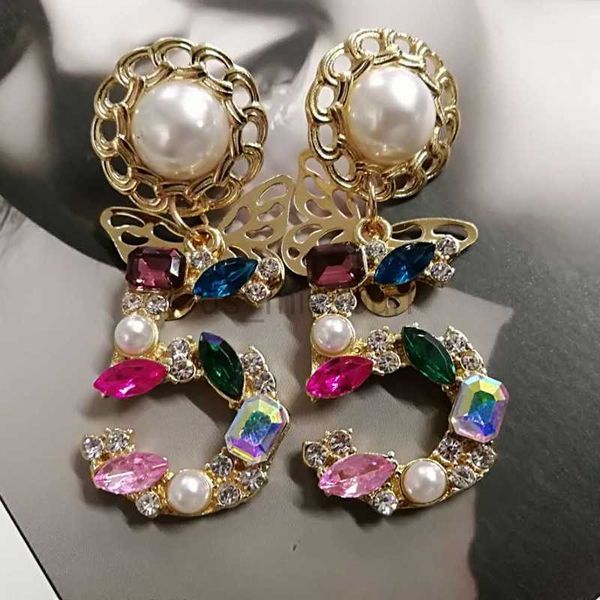 

stud big statement dangle crystal earrings for lady 5 digital butterfly drop jewelry j230529, Golden;silver