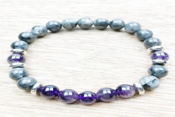 

sn1023 men bracelet amethyst black labradorite boho bracelet healing jewelry nature yoga wrist mala beads bracelet 4310806