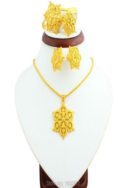 

earrings necklace 2021 big size gold flowers ethiopian jewelry sets 22k color africannigeriasudankenya habesha wedding set1700989, Silver