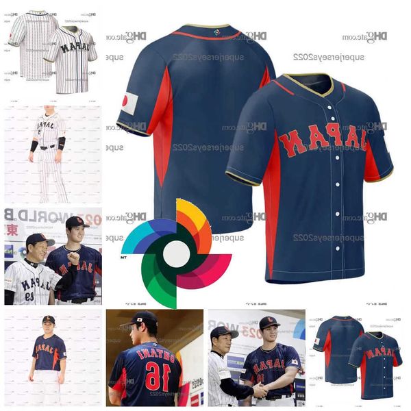 

baseball jerseys 16 shohei ohtani 2023 japan world baseball classic jerseys 11 yu darvish 51 seiya suzuki 14 roki sasaki munetaka murakami t, Black