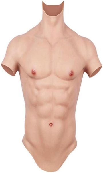 

men039s body shapers artificial muscle false belly transgender realistic silicone suit fake man chest crossdresser295c8548326, Red;black