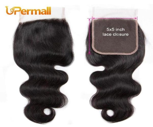 

upermall virgin brazilian transparent swiss lace closure 5x5 body wave human hair middle three part 12 14 16 18 20 22 24 73375433726936, Black