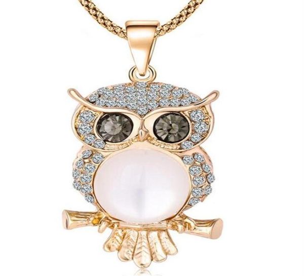 

retro crystal owl pendant 925 silver necklace fashion sweater chain jewellery handmade lucky amulet gifts for her woman231d6550128