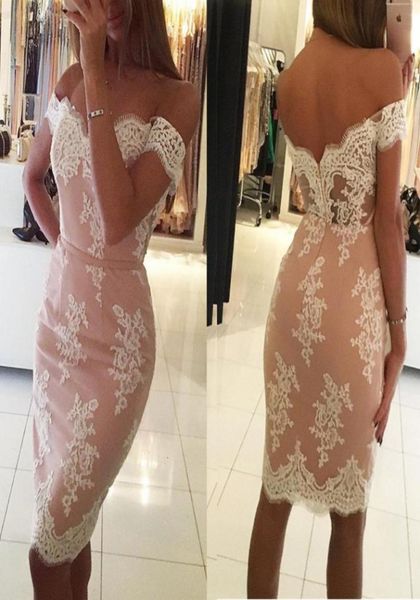 

off the shoulder lace nude short homecoming dress graduation dresses sheath short prom dresses1852702, Blue;pink