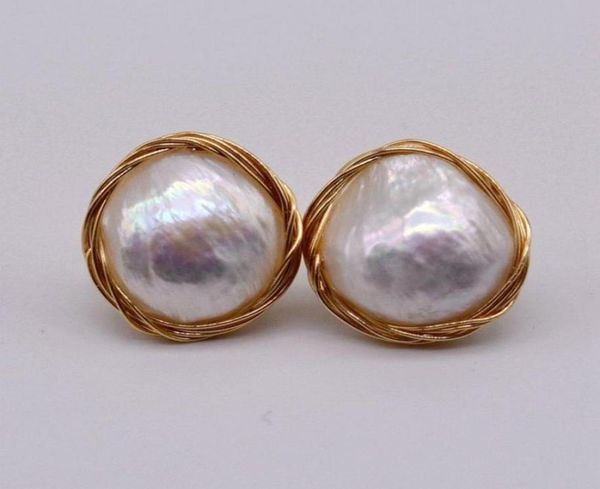 

new diy baroque pearl earrings gold female earrings natural white baroque pearl unique gift women039s pearl earrings24994539098368, Golden;silver