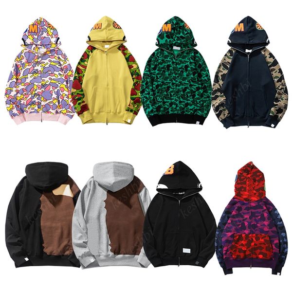 

mens designer hoodie set of zipper head summer round collar fleece for shark hoodies for woman black camouflage jacket yellow hoody hooded s, White;black