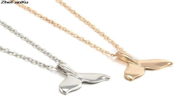 

fashion choker necklace jewelry vintage simple whale fishtail dolphin tail charm pendant chain necklace for femme men bijoux250u8378021, Silver
