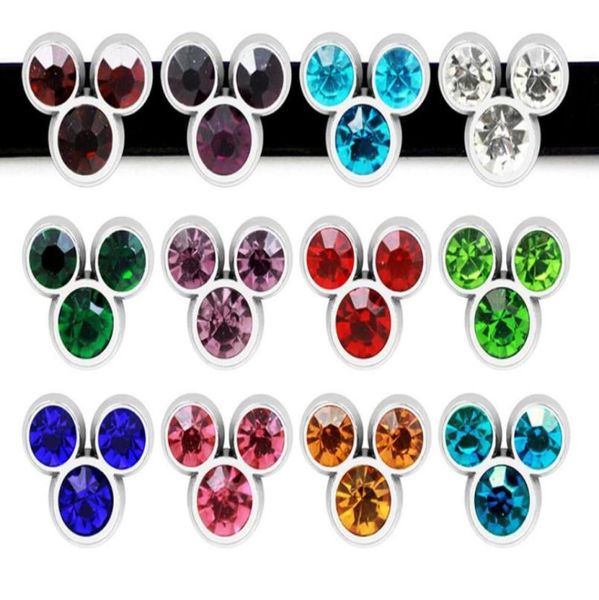 

60pcslot 8mm colors birthstone mouse slide charms fit for 8mm wristband bracelet pet collars diy accessories5454140, Bronze;silver