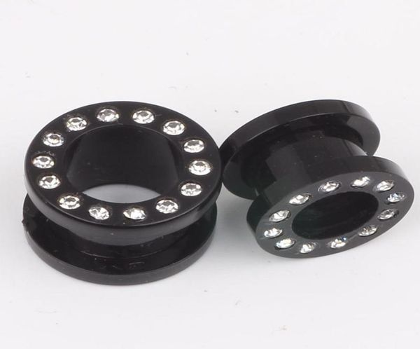 

ear piercing f39 50pcslot mix312mm arylic body piercing jewelry uv black crystal ear plug flesh tunnel7885923, Silver
