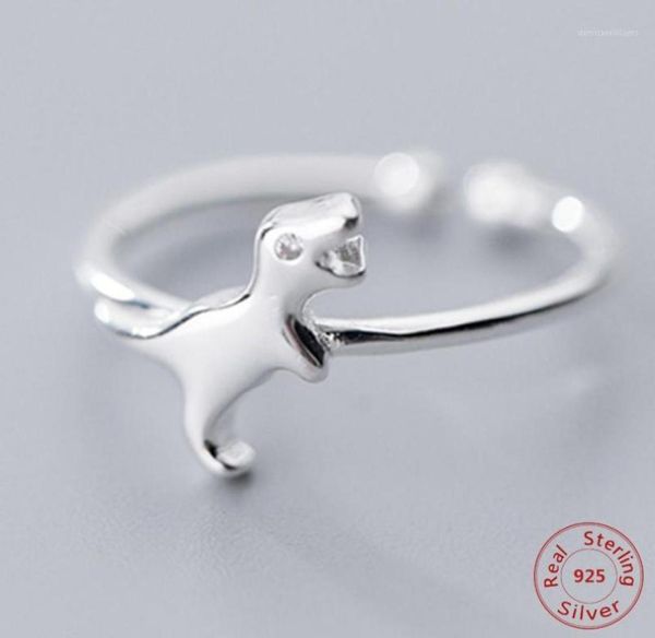 

100 925 solid real sterling silver women lady jewelry dinosaur ring opening size 5 6 7 love gift girls lady16043148, Golden;silver