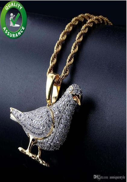 

hip hop bling chains jewelry men iced out pendant designer necklace diamond pigeon rapper chain luxury necklaces hiphop jewelry fa1124586, Silver