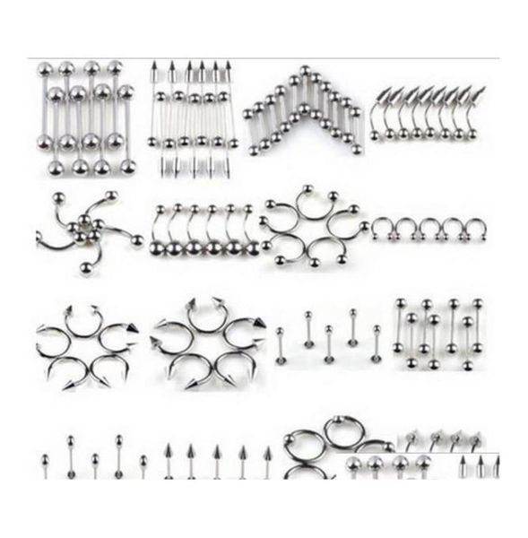 

316l stainless steel navel tongue lip nails nose screws nipple ear eyebrow rings studs multipurpose body piercing jewelry mixed 1949627, Silver