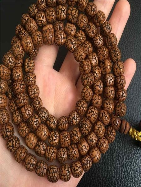 

nepal 108pcs old oiled rudraksha bodhi seeds beads tibetan meditation prayer mala for man bro576 2009301013509, Black