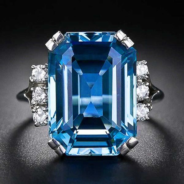 

band rings huitan gorgeous women wedding ceremony party finger rings shiny cubic zirconia graceful female delicate accessories aa230529, Silver