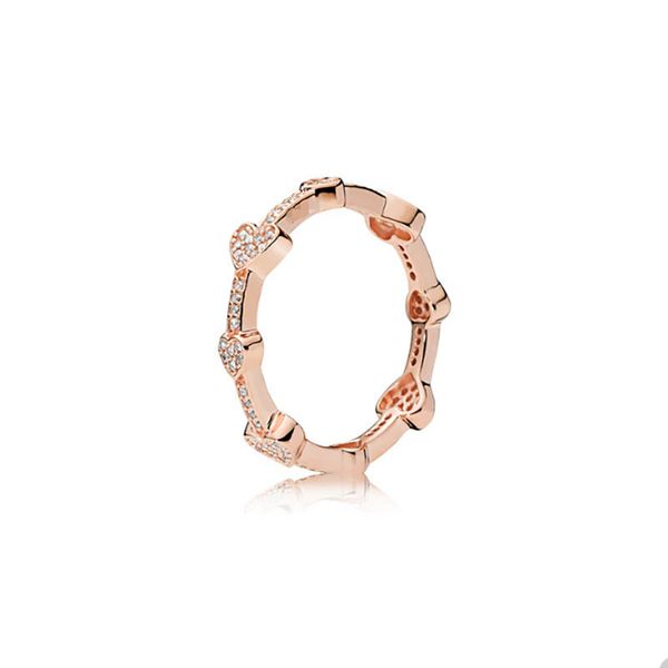 

full crystal diamond hearts couple's ring for pandora 18k rose gold wedding jewelry designer rings set for women mens 100% 925 silver l, Slivery;golden