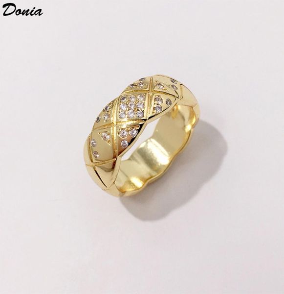 

donia jewelry luxury ring fashion wide mesh copper micro inlaid zircon european and american creative designer gift3264584, Silver