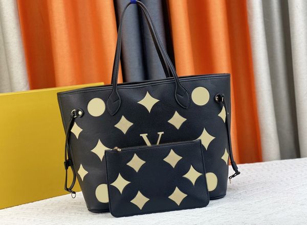 

designer womens tote bag luxury never ful handbags mm shopping bags quality leather embossed flower letter shoulder totes ladies fashion mak