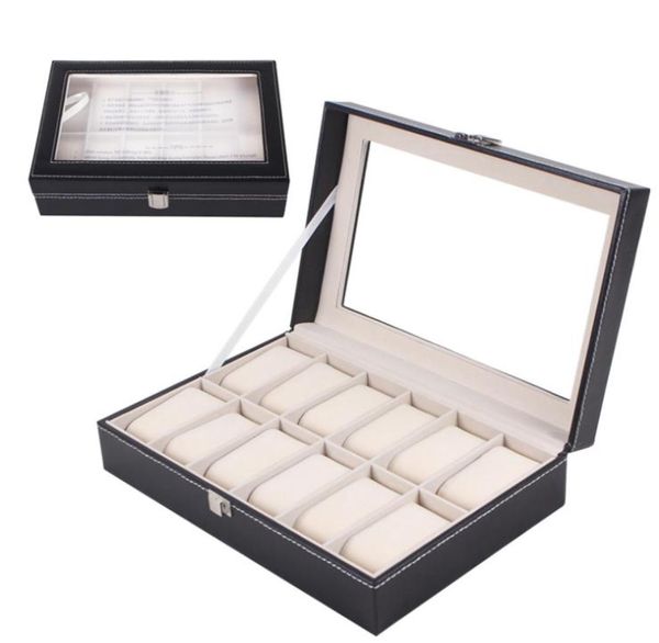 

12gridsslots 2016 new pu leatherwood board watch display case whole grid watch display box storage box watch case 12 rangeme5462697, Black;blue