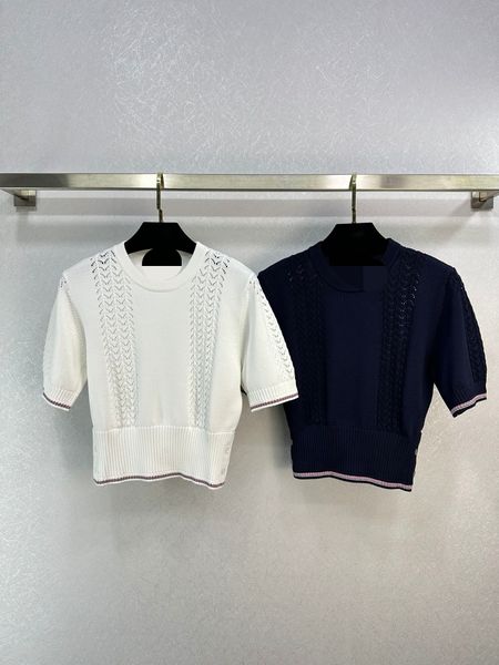 

521 l 2023 summer sweaters women's pullover sweater black white striped crew neck short sleeve brand same style women's weilank782, White;black