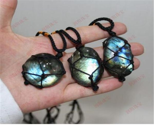 

trendy dragons heart labradorite pendant necklace natural irregular stone wrap braid macrame energy necklace for men women4983265
