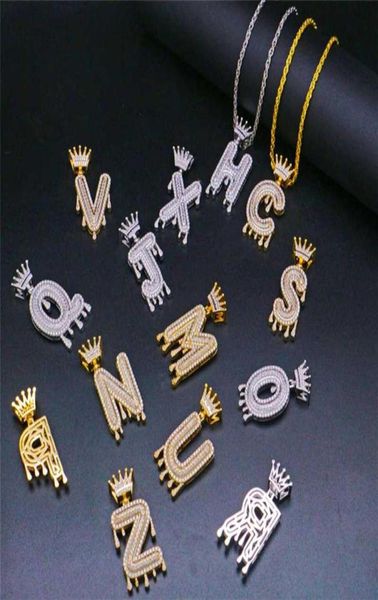 

pendant necklaces hip hop pandent necklace initial letters name crown iced out chain for man gold women punk jewelry261m3542016, Silver