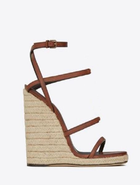 

spring wedge sandals classics slippers summer flat sandals slides fashion leather beach shoes eu3541 with box1982286, Black