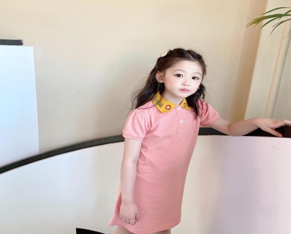 

baby girl polo dress 2021 summer girls short sleeve polo dress kids cute sweet cotton clothes8481421, Red;yellow