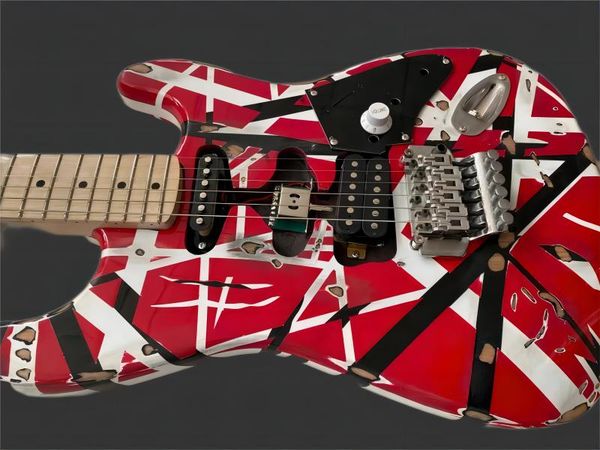 

promotion heavy relic white stripe red 5150 st electric guitar eddie edward van halen franken stein china guitars black alder