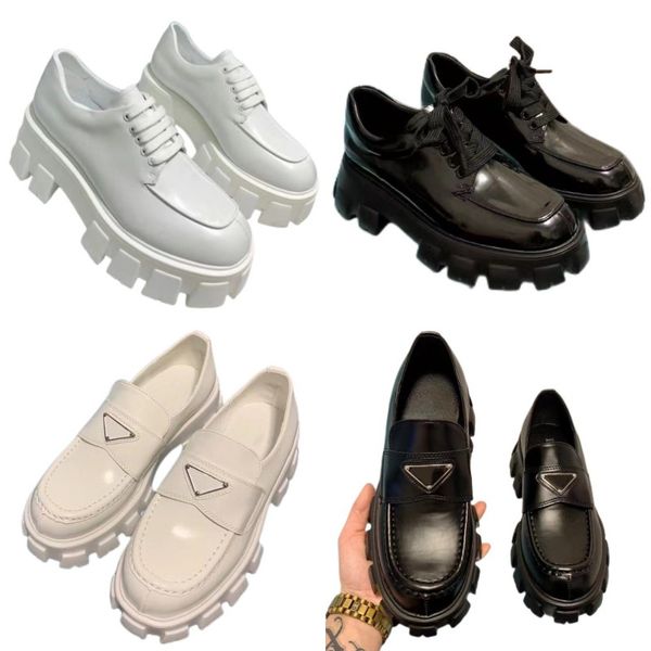 

sandal slippers brand beach shoes heightening thick bottom outdoor shoes patent leather black white platform shoes round head metal triangle