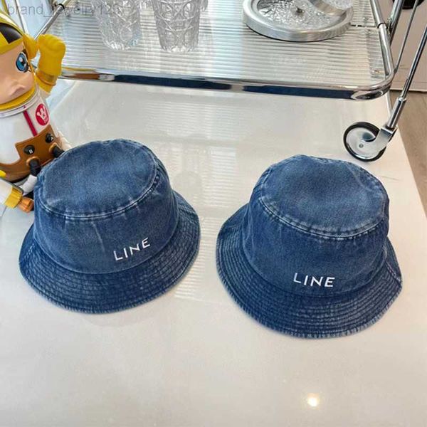

denim bucket hat fashion trend men's women's letter printed cotton fisherman hat spring summer outdoor leisure sun hat beach hat, Blue;gray