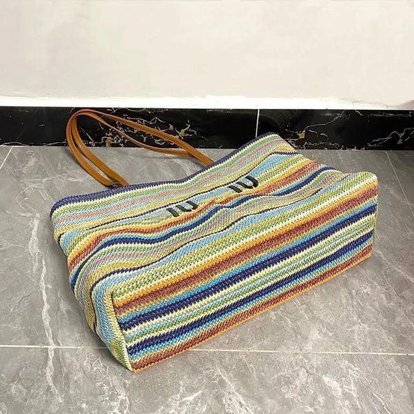 

Tote Straw Bag Summer Beach Travel Shopping Handbags Designer Bag Basket Hollow Out Woven Letter Shoulder hot Large Capacity Leather Handle Casual Vacation Purse, 2_color