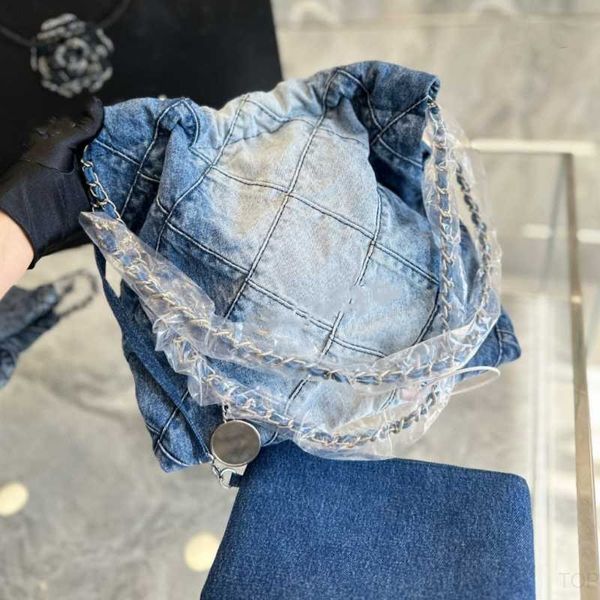 

cc bag channel trend 22 bags black trash design denim antique silver large tote ladies shoulder messenger shopping purse handbag designerh5