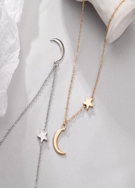 

stainless steel delicate forever love heart and moon star through pendant womens necklace available in gold silver tones5840304