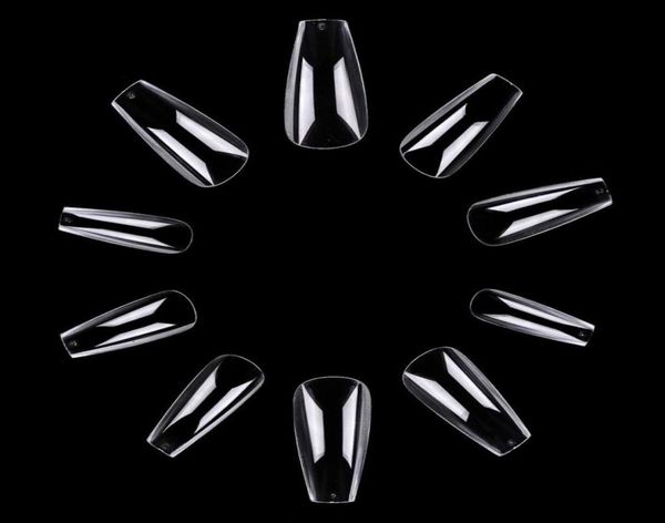 

makartt 500pcs short ballerina false nails tips coffin nails clear full cover ballet acrylic fake 10 sizes a05343744409, Red;gold