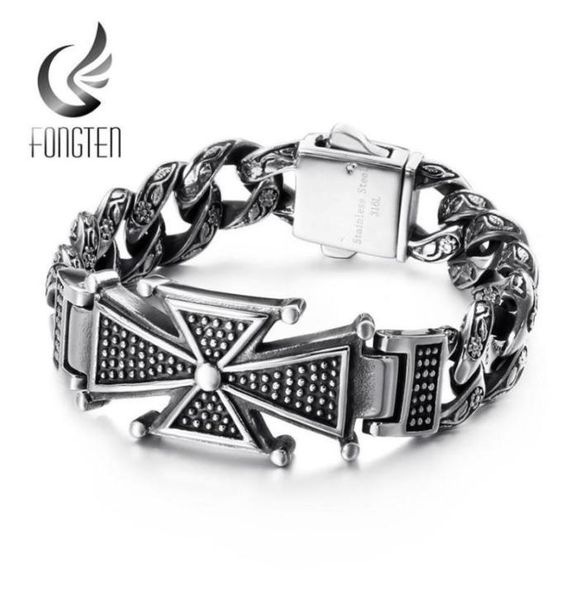 

fongten skull cross curb men039s bracelet vintage black cuban chain stainless steel skeleton male bracelets bangle jewelry cx202940163, Golden;silver