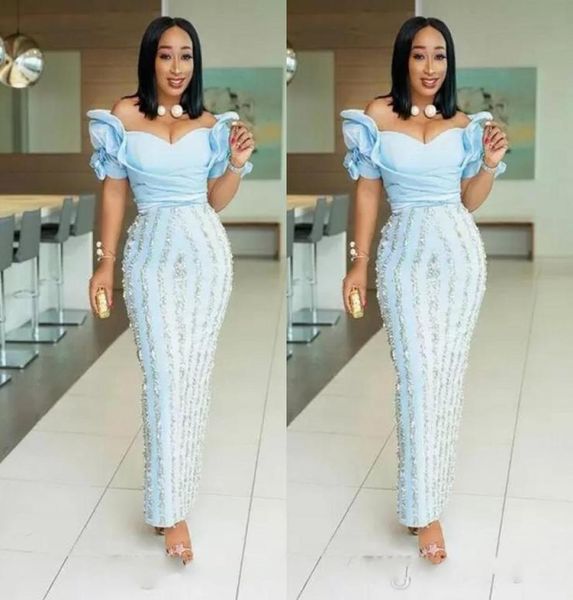 

2022 gorgeous aso ebi african evening dresses off the shoulder ruched 3d floral plus size long elegant prom dresses csutom made b03134002, Black;red