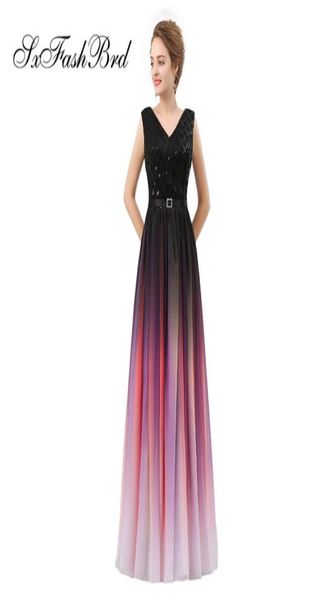 

elegant evening dress v neck open back a line long gradient chiffon party formal evening dresses for women prom dress gowns38840215263399, Black