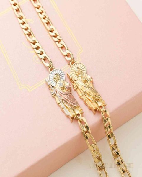 

14k oro laminado san judas tadeo bracelet men women punk unique bracelet religious platinum bracelet religious jewelry57103891789412, Golden;silver