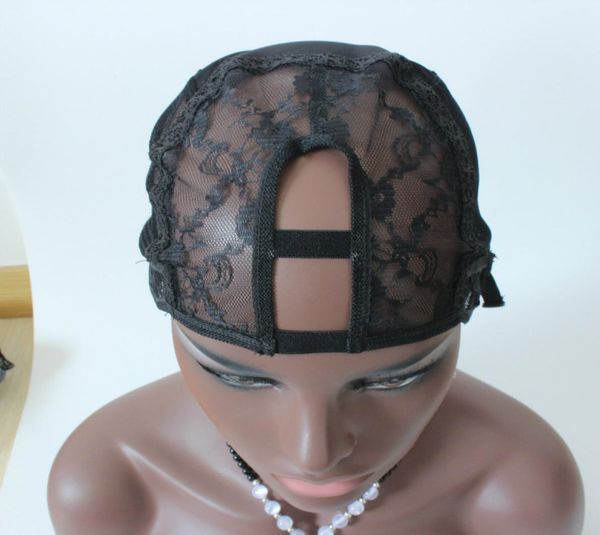 

royalty hair xxl 2525inch middle part u part wig cap for making wigs with stretch lace and adjustable straps black fast 5765403, Black;brown