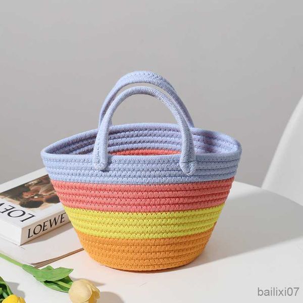 

other bags women's handbag summer beach bag tote small hand woven bags colorful striped thread handbag holiday shopping bags, Black;red