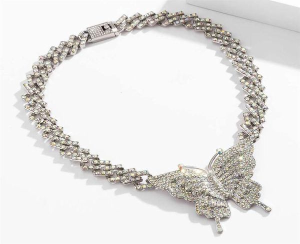 

2021 new dign fashion iced out big butterfly necklace for women215h3814959, Silver
