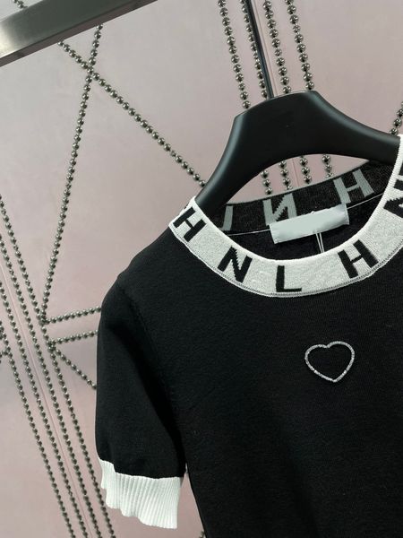 

women's sweaters designer luxury brand summer new fashion elegant o-neck short sleeve sweater letter knitted pullovers casual female, White;black