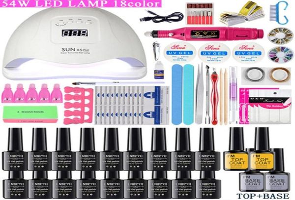 

nail art kits set uv led lamp dryer with 1812 pcs gel polish kit soak off manicure tools electric drill5077419